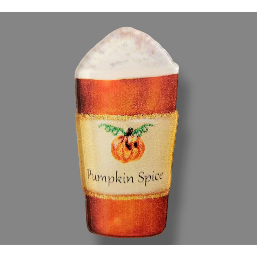 Pumpkin Spice Latte Coffee Cup Brooch Pin Fall Autumn Colorful Gift New
